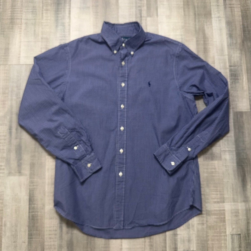 Polo Ralph Lauren Checked Classic Fit Button Down Shirt (Men's Large) Blue
